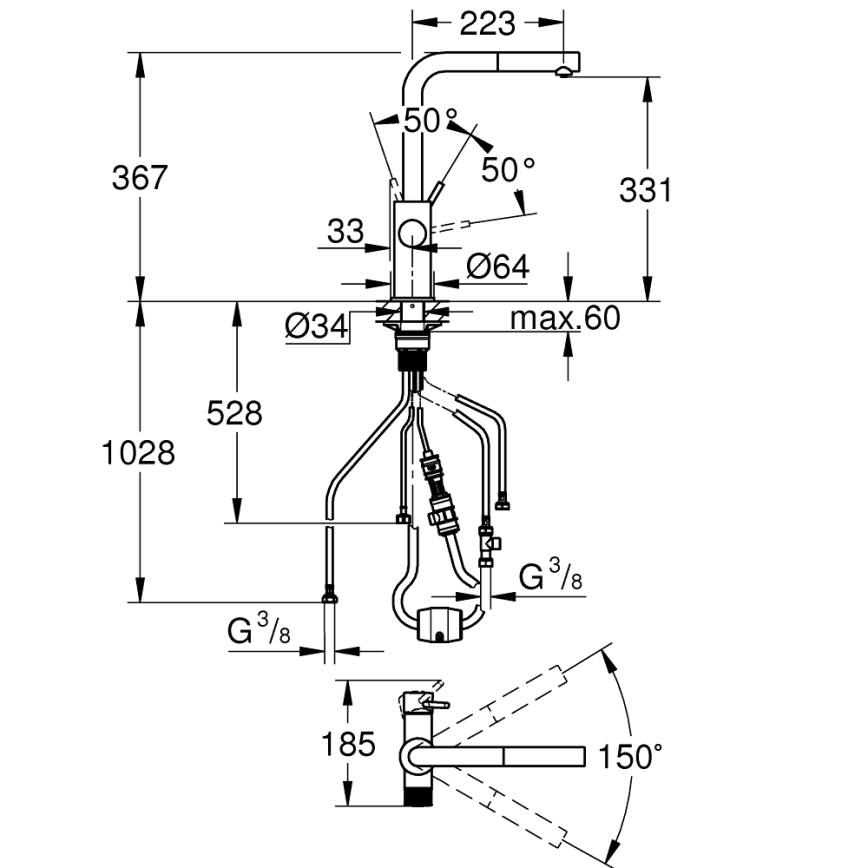 GROHE 30601000 - Drezová batéria BLUE PURE A s vysúvacou sprchou lesklý chróm