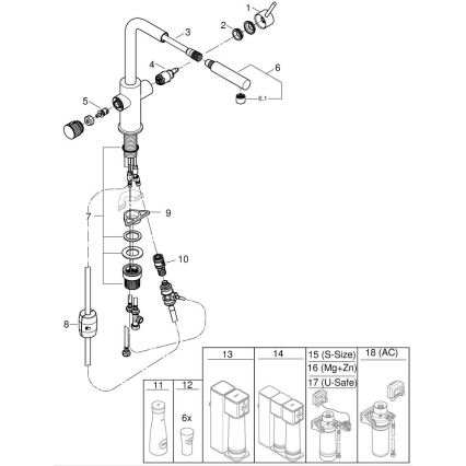 GROHE 30601DC0 - Drezová batéria BLUE PURE s vysúvacou sprchou, nerez