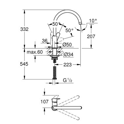 GROHE 31233001 - Drezová batéria START, lesklý chróm