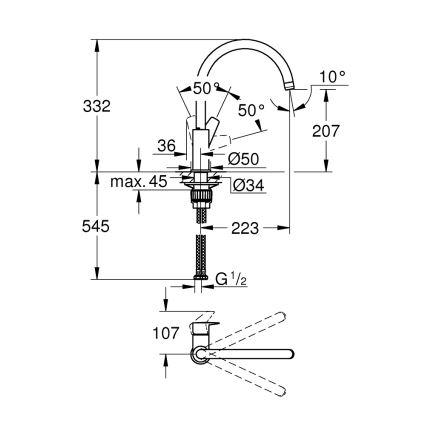 GROHE 31233001 - Drezová batéria START, lesklý chróm