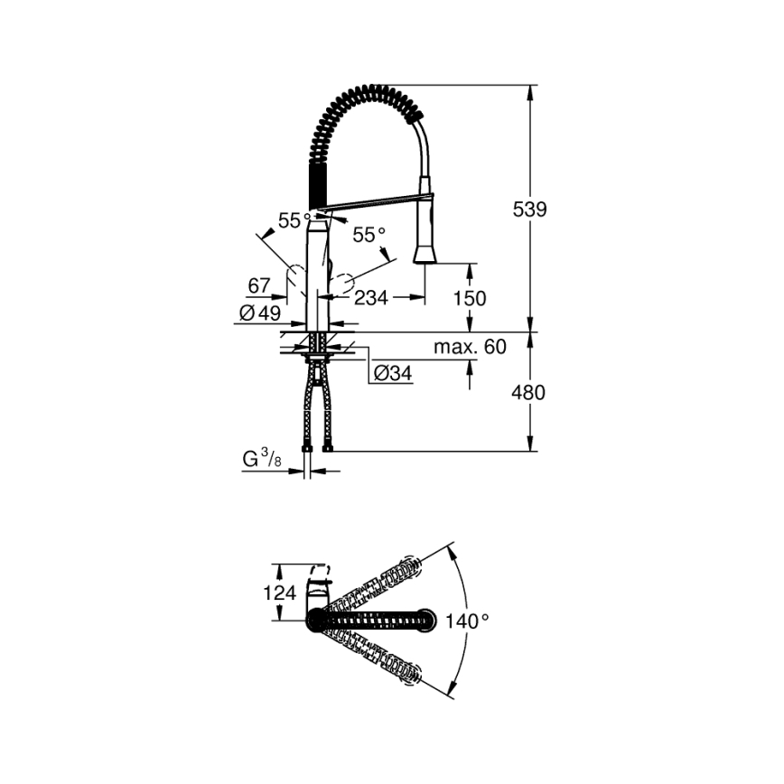 GROHE 31379DC0 - drezová batéria K7, nerez