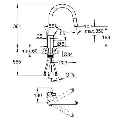 GROHE 31481001 - Drezová batéria EUROSMART COSMOPOLITAN lesklý chróm