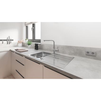 GROHE 31573SD1 -Sada kuchynského drezu K500 s odkvapkávacou plochou a batériou A 86×50 cm nerezová oceľ