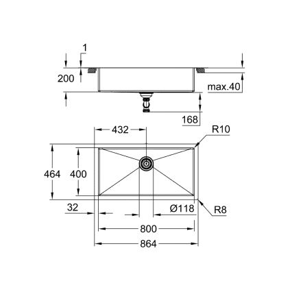 GROHE 31580SD1 - Kuchynský drez K700 864 × 464 mm nerezová oceľ