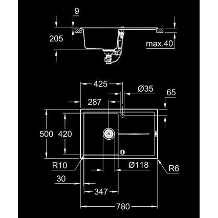 GROHE 31639AP0 - Kompozitný drez K400 780 × 500 mm čierny