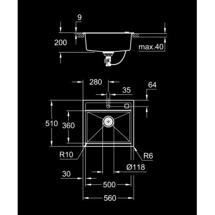 GROHE 31651AP0 - Kompozitný drez K700 560 × 510 mm čierna