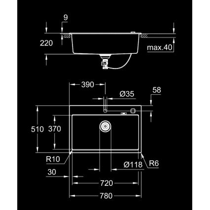 GROHE 31652AP0 - Kompozitný drez K700 780 × 510 mm čierna