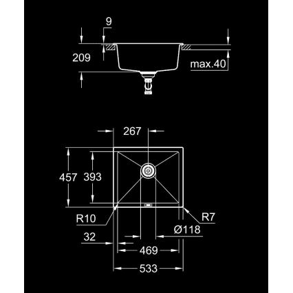 GROHE 31654AP0 - Kompozitný drez K700U 533 × 457 mm čierny
