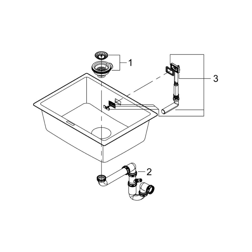 GROHE 31655AP0 - Drez K700U 610 × 460 mm čierny kameň/čierna