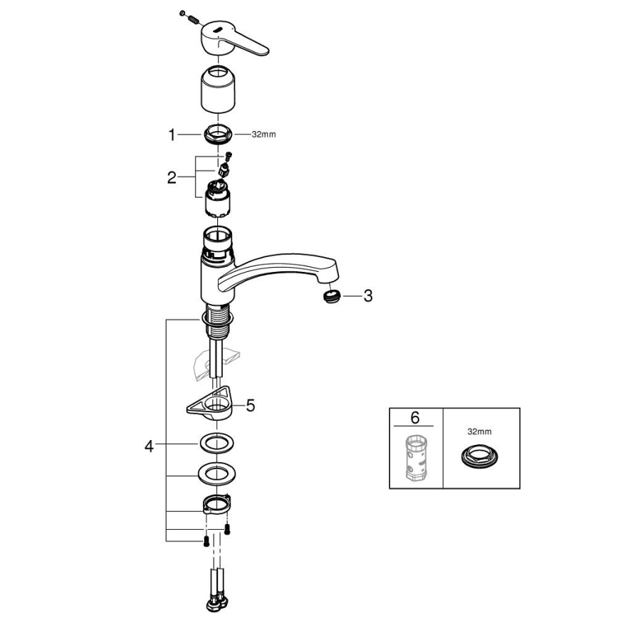 GROHE 31680000 - Drezová batéria BAUECO lesklý chróm