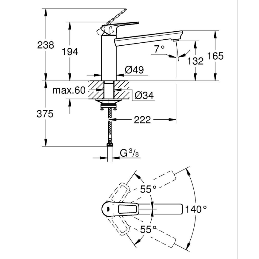 GROHE 31706000 - Drezová batéria BAULOOP lesklý chróm