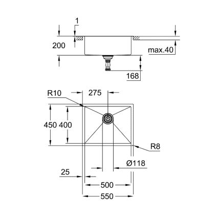 GROHE 31726SD0 - Kuchynský drez K700 550 × 450 mm nerez