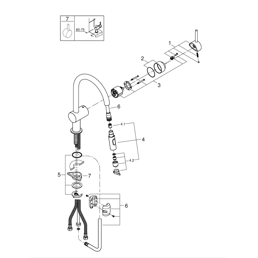 GROHE 32321002 - Drezová batéria A lesklý chróm