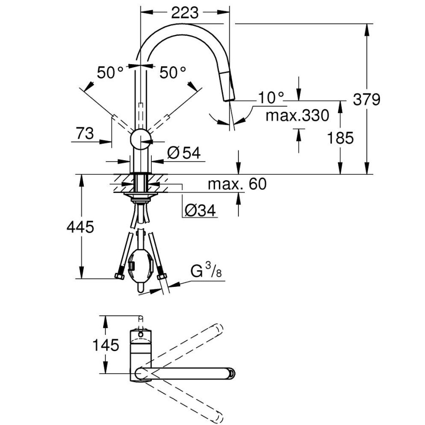 GROHE 32321DC2 - Drezová batéria, nerezové prevedenie