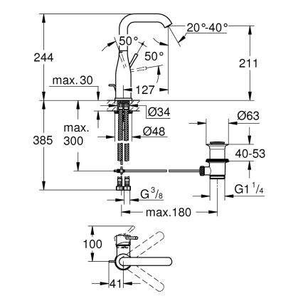 GROHE 32628DC1 - Umývadlová batéria ESSENCE veľkosť L nerez