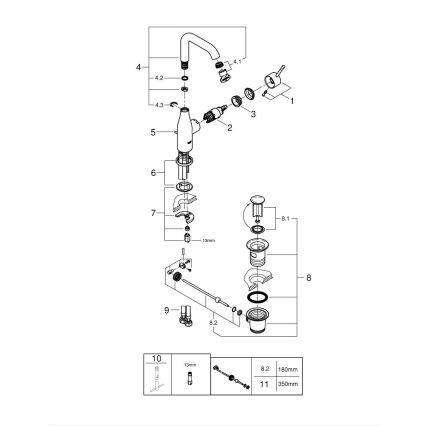 GROHE 32628DL1 - Umývadlová batéria ESSENCE, veľkosť L, bronzová