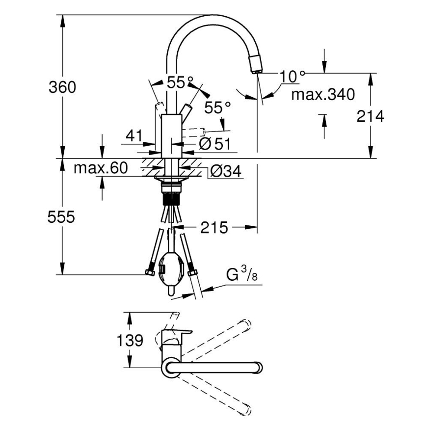 GROHE 32671002 - Drezová batéria FEEL lesklý chróm