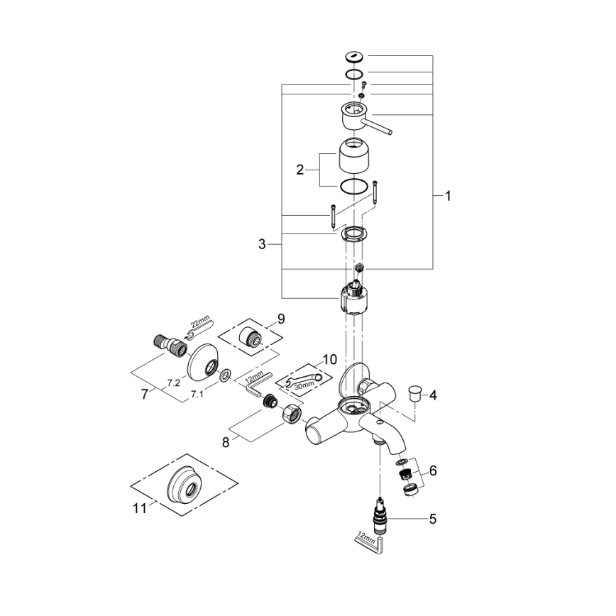 GROHE 32865000 - Vaňová batéria BAUCLASSIC DN 15 lesklý chróm