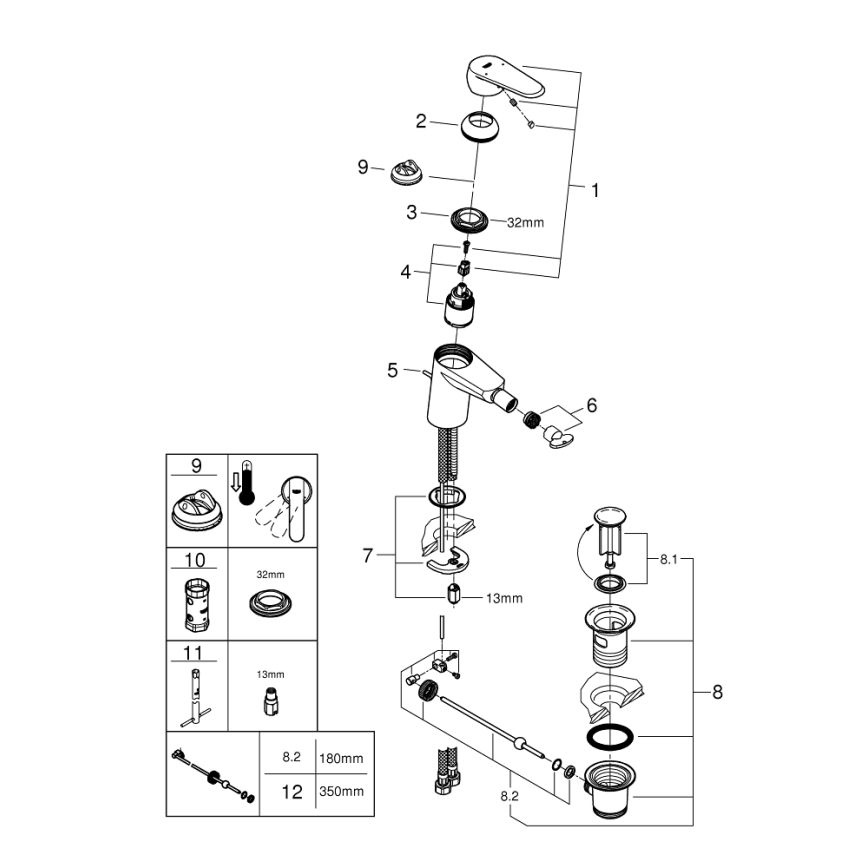 GROHE 33244002 - Bidetová batéria EURODISC COSMOPOLITAN DN 15 lesklý chróm