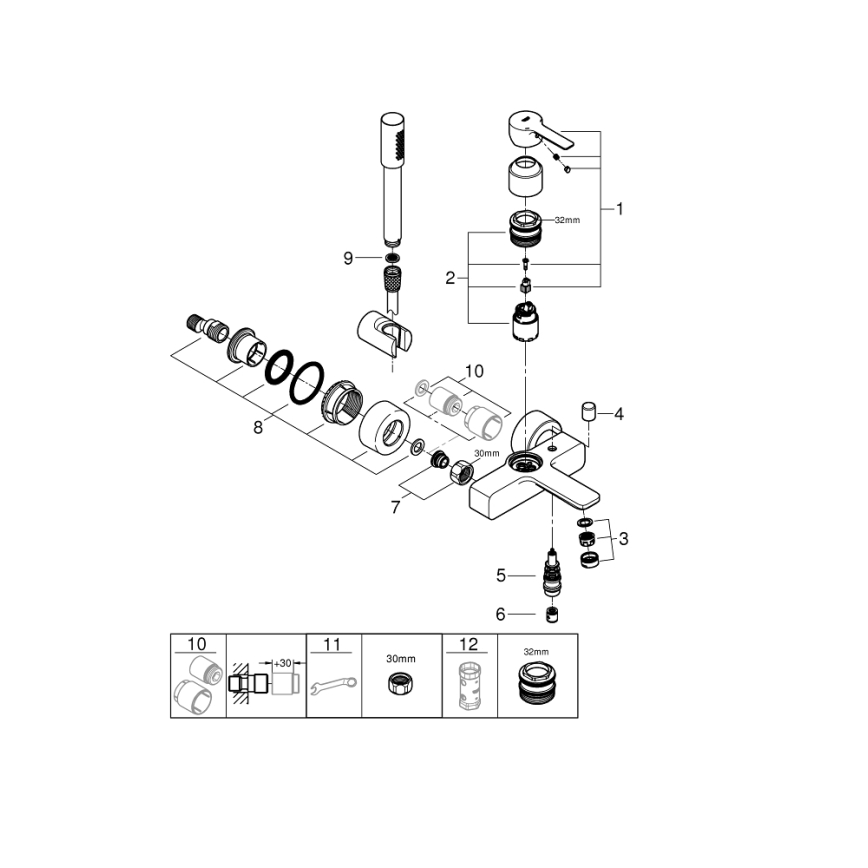 GROHE 33850001 - Vaňová batéria LINEARE DN 15 lesklý chróm