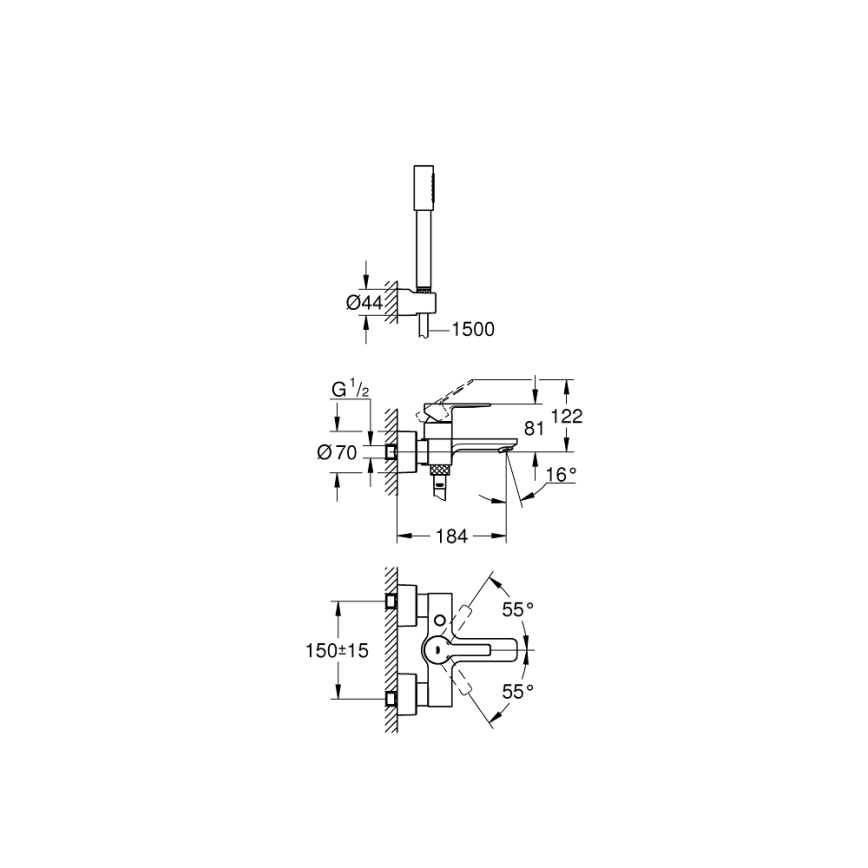 GROHE 33850001 - Vaňová batéria LINEARE DN 15 lesklý chróm