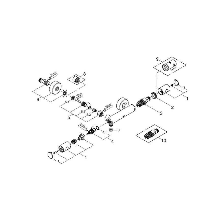 GROHE 34065AL2 -Termostatická sprchová batéria GROHTHERM 1000 COSMOPOLITAN DN 15 grafit