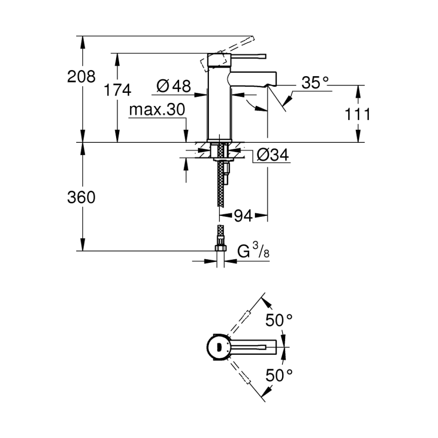 GROHE 34294001 - Umývadlová batéria ESSENCE DN 15 lesklý chróm