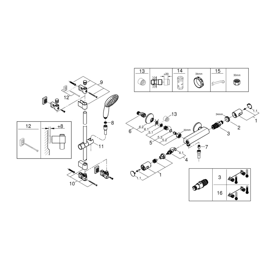 GROHE 345972431 -Termostatická sprchová batéria PRECISION START 12” 60 cm čierna