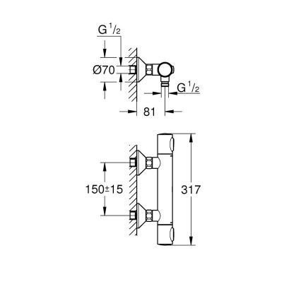 GROHE 34840000 - Termostatická sprchová batéria PRECISION DN 15 lesklý chróm