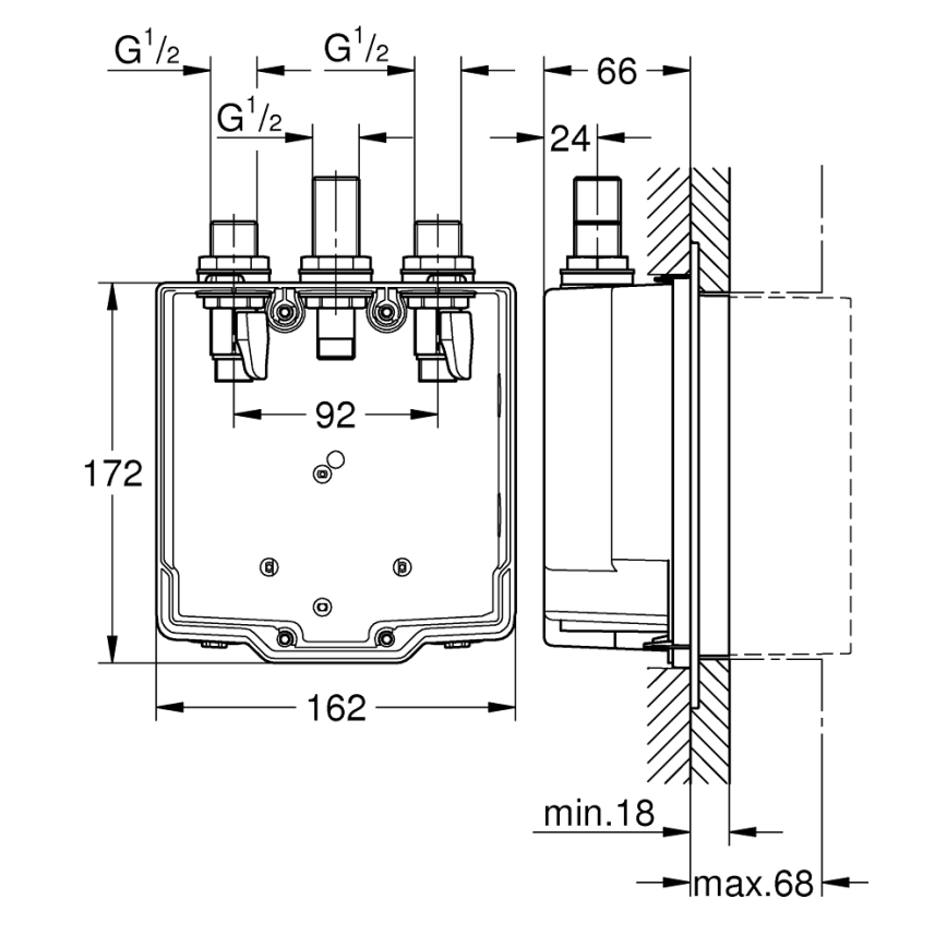 Grohe 36322001 - Podomietkové teleso pre batériu EUROSMART COSMOPOLITAN T