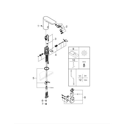 GROHE 36451000 - Elektronická umývadlová batéria BAU COSMOPOLITAN E lesklý chróm