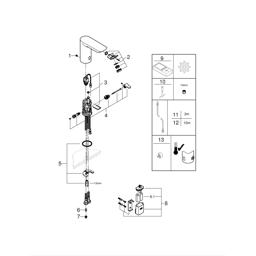 GROHE 36451000 - Elektronická umývadlová batéria BAU COSMOPOLITAN E lesklý chróm
