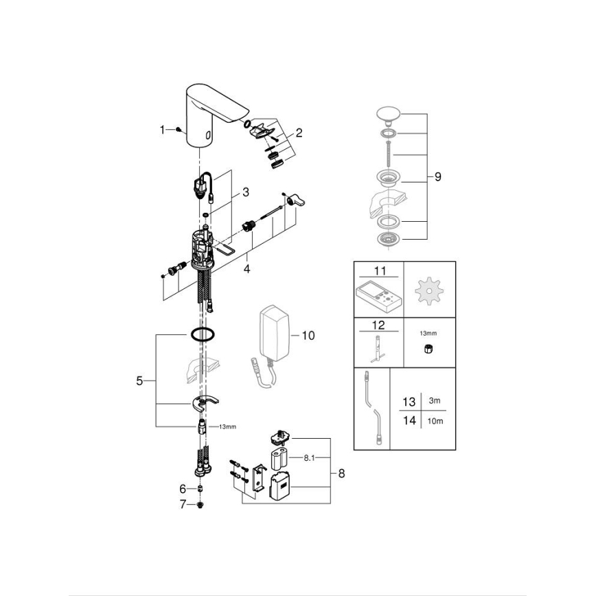 GROHE 36451000 - Elektronická umývadlová batéria BAU COSMOPOLITAN E lesklý chróm