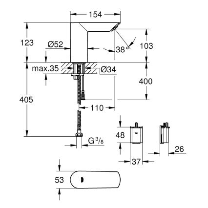 GROHE 36452000 - Elektronická infračervená umývadlová batéria BAU COSMOPOLITAN E chróm