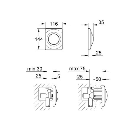 GROHE 37018SH0 - Ovládacie tlačidlo SURF 116 × 144 mm biela