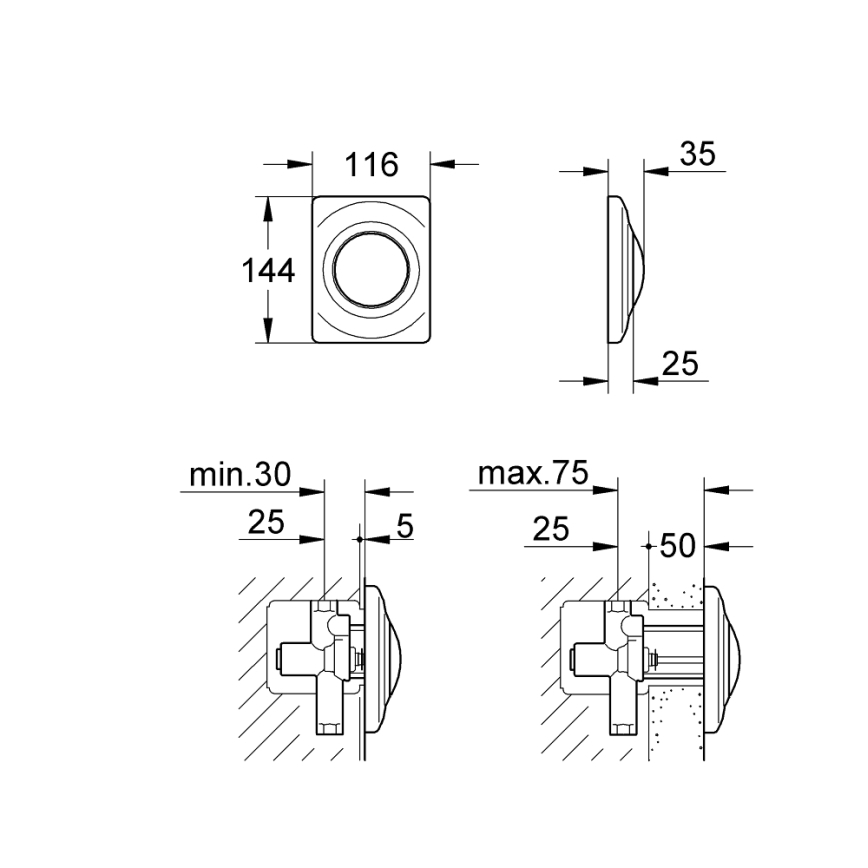 GROHE 37018SH0 - Ovládacie tlačidlo SURF 116 × 144 mm biela