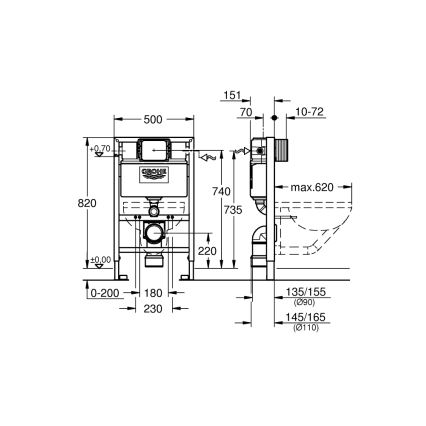 GROHE 38526000 - WC modul RAPID SL 0,82 m, biela