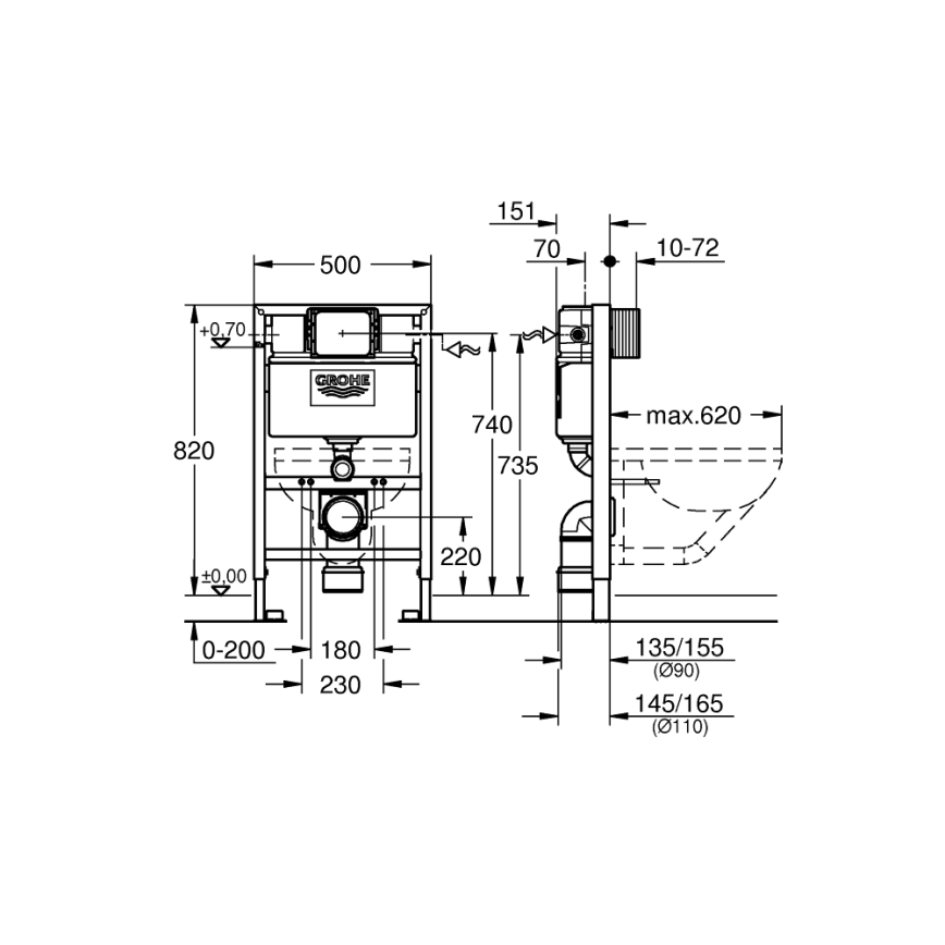 GROHE 38526000 - WC modul RAPID SL 0,82 m, biela