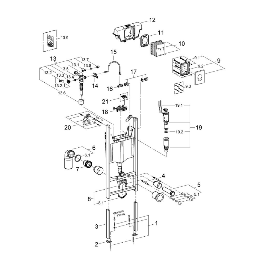 GROHE 3855800M - Nástenná prípojka RAPID SL 130-230 mm lesklý chróm