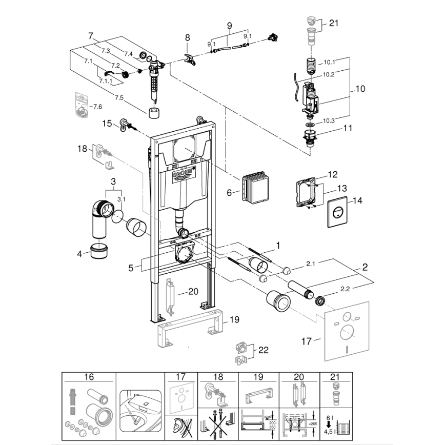 GROHE 38860000 - Súprava 3 v 1 RAPID SL 1,13 m