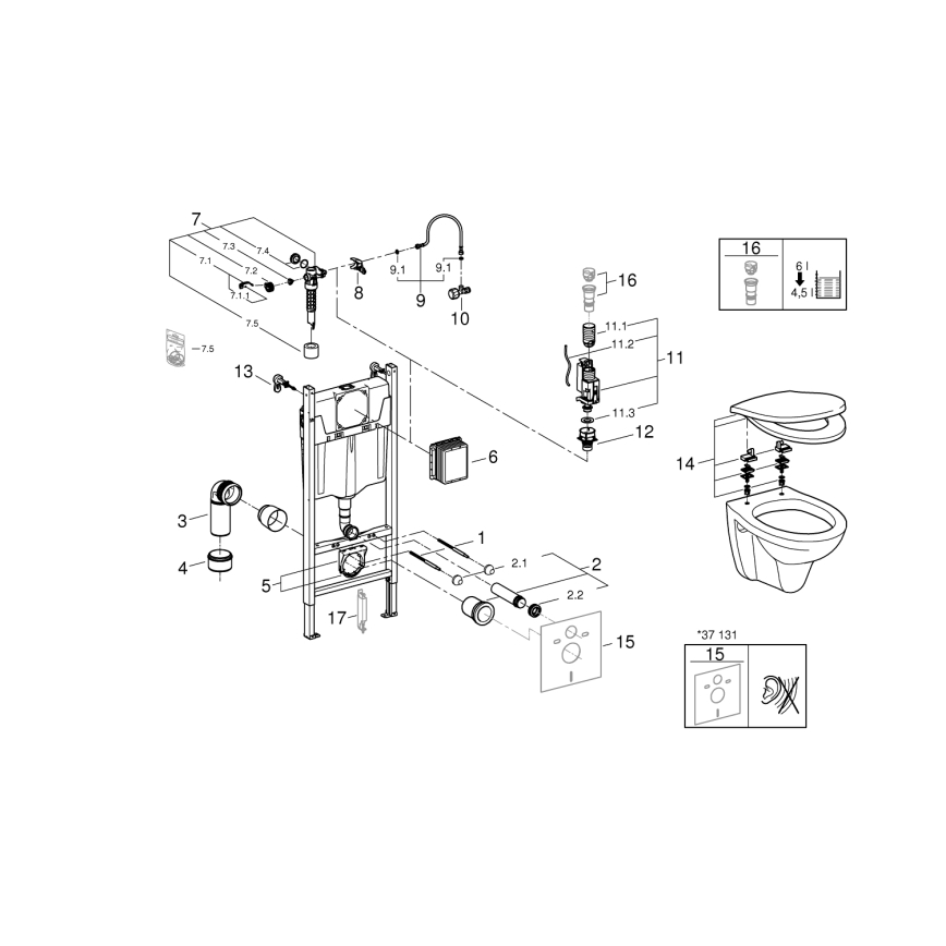 GROHE 39116000 - Sada 4v1 s keramikou SOLIDO COMPACT 1,13 m