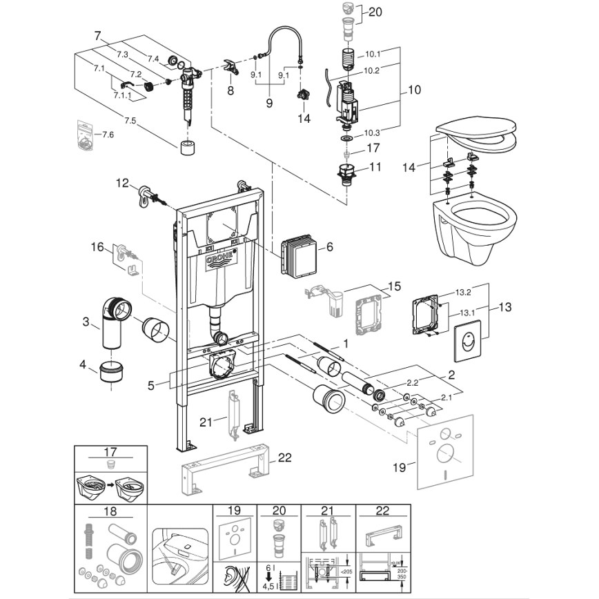 GROHE 39192000 - Sada 4 v 1 SOLIDO 1,13 m duro-biela