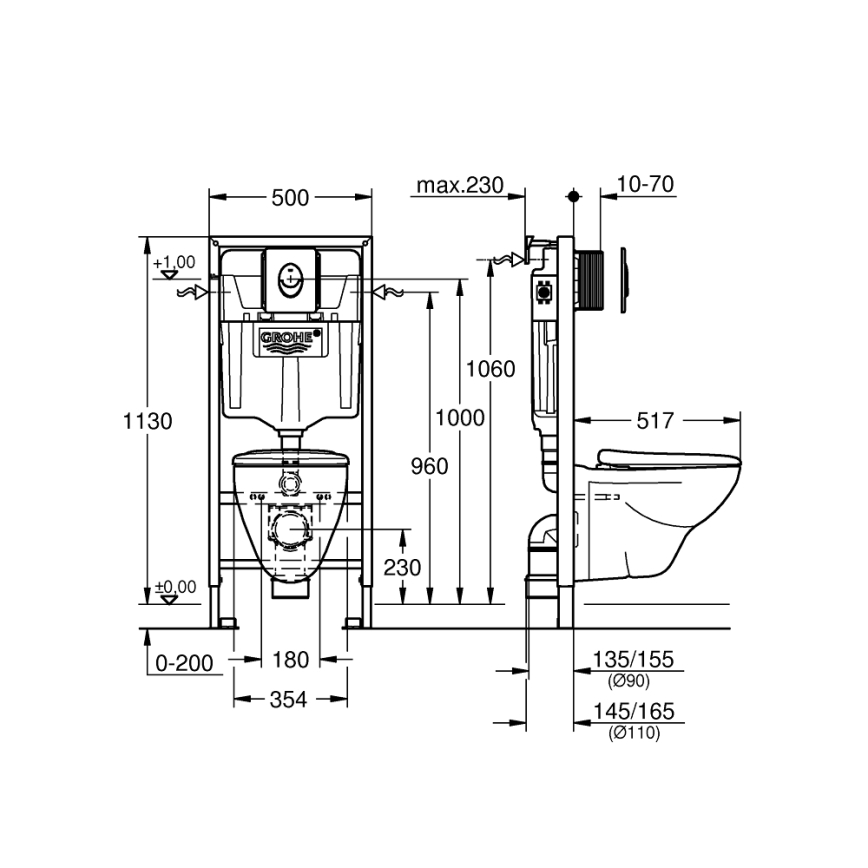 GROHE 39192000 - Sada 4 v 1 SOLIDO 1,13 m duro-biela