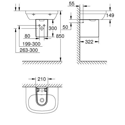 GROHE 39201000 - Polostĺp EURO CERAMIC 210 × 300 × 322 mm keramika/biela