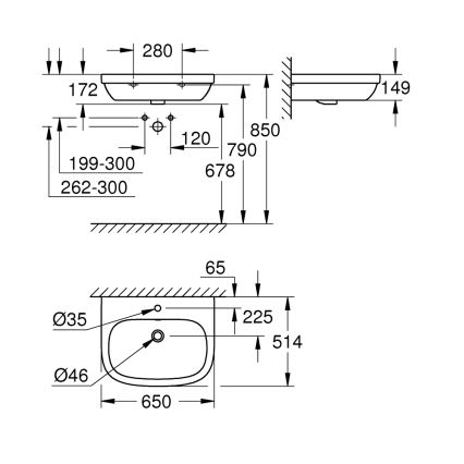 GROHE 39323000 - Umývadlo EURO CERAMIC 650 × 514 mm keramika/biela