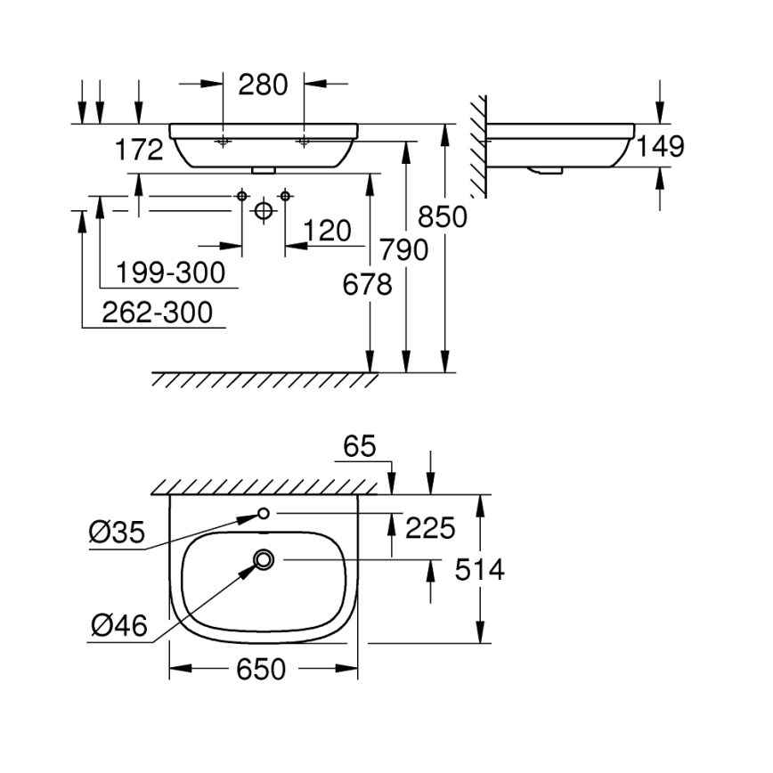 GROHE 39323000 - Umývadlo EURO CERAMIC 650 × 514 mm keramika/biela