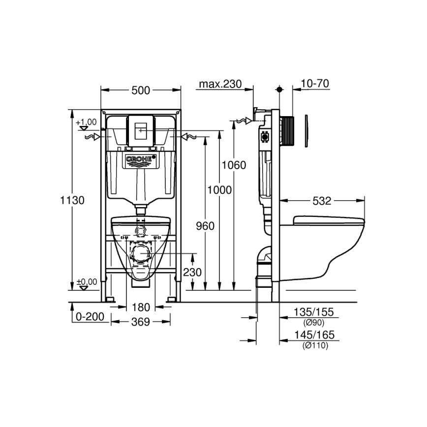 GROHE 39467000 - Sada pre WC SOLIDO 1,13 m keramika/biela