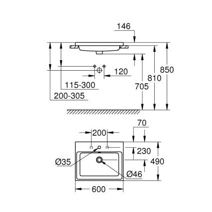 GROHE 3947900H - Umývadlo CUBE CERAMIC 600 × 490 mm keramika/biela
