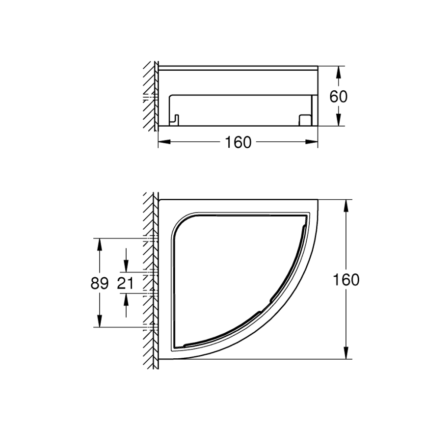 GROHE 411062430 - Rohová polička do sprchy ESSENTIALS 250 × 250 mm čierna
