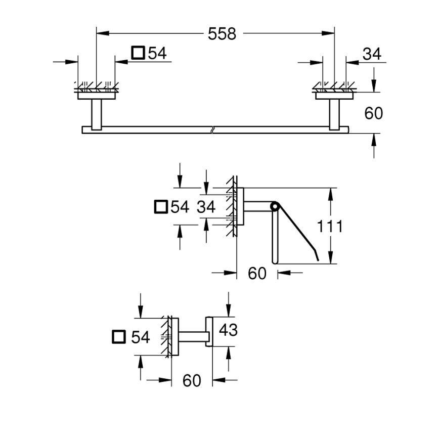 GROHE 41124DC0 - Sada príslušenstva START CUBE 558 mm nerez